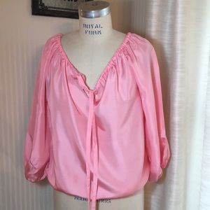 Trina Turk Pink Silk Blouson Blouse